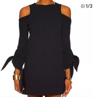Pre-loved $50 TIBI Dress Black Cold Shoulder Zipper Back Size 8